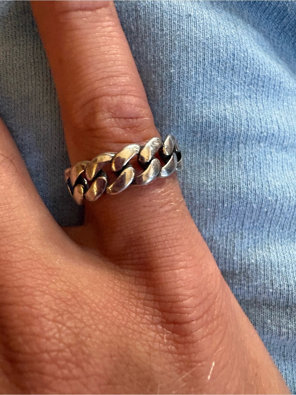 Vintage silver Cuban link ring